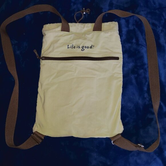 LIFE IS GOOD Canvas Cinch Rucksack Drawstring Cotton Backpack Bag - Picture 13 of 15